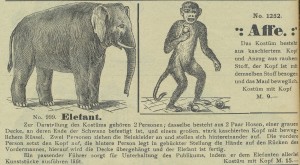 1910 Katalog Heintz und Kühn Affe Elefant